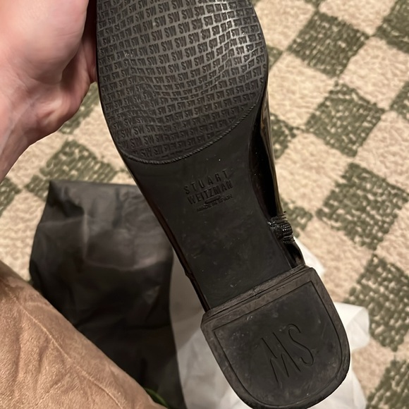 Stuart Weitzman black patent leather square toe boots - Picture 6 of 8